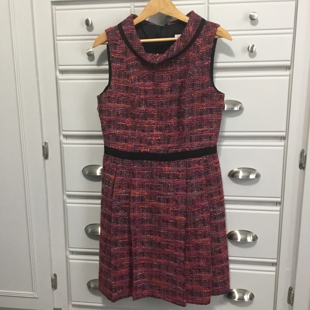Trina Turk Tweed Pleated Sleeveless Dress size 8
